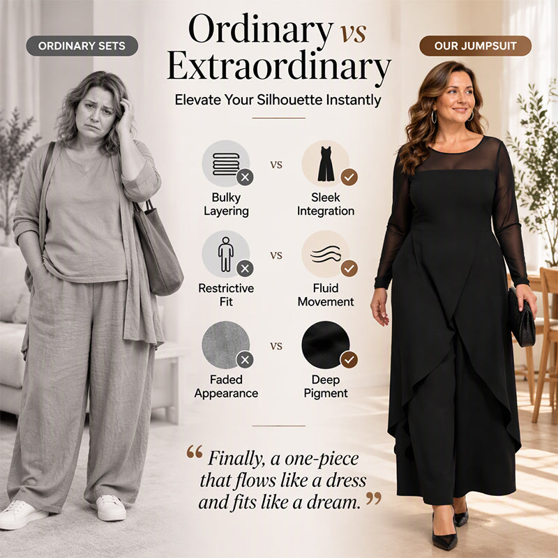 🌸 Women's Elegant Mesh Long Sleeve Jumpsuit with Wrap Overlay-Elegant Layers.